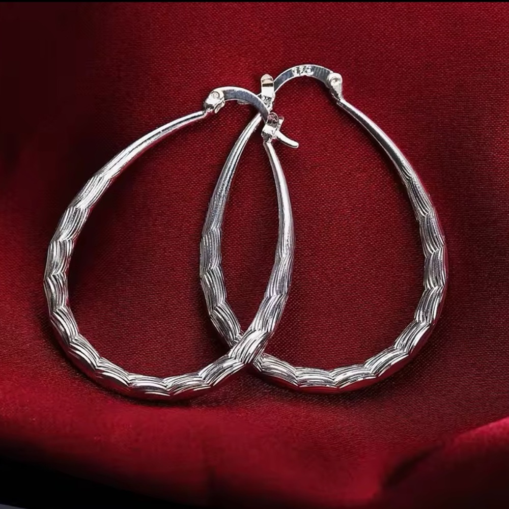 Intricate Silver Textured Hoop Earrings